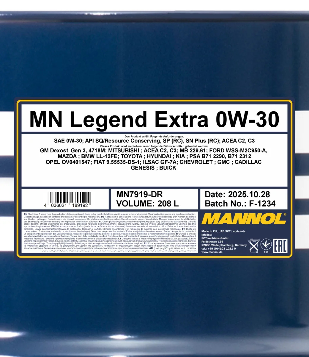 MANNOL Legend Extra 0W-30 7919 208L product image 2