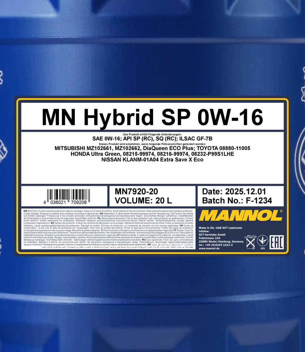 MANNOL Hybrid SP 0W-16 7920 20L product image 2