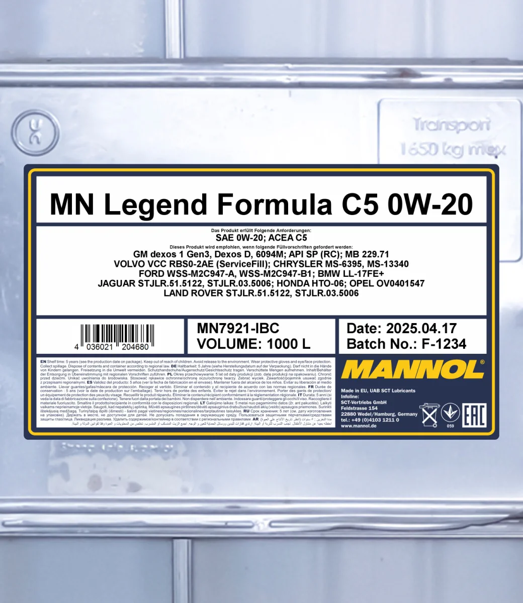 MANNOL Legend Formula C5 0W-20 7921 مصنوعات تصویر 2