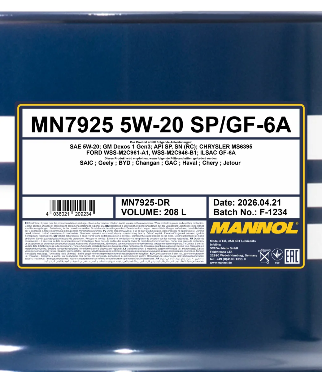MANNOL For Chinese Cars 5W-20 7925 مصنوعات تصویر 2