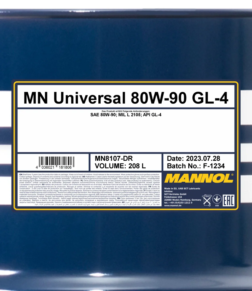 MANNOL Universal 80W-90 GL-4 8107 208L product image 2