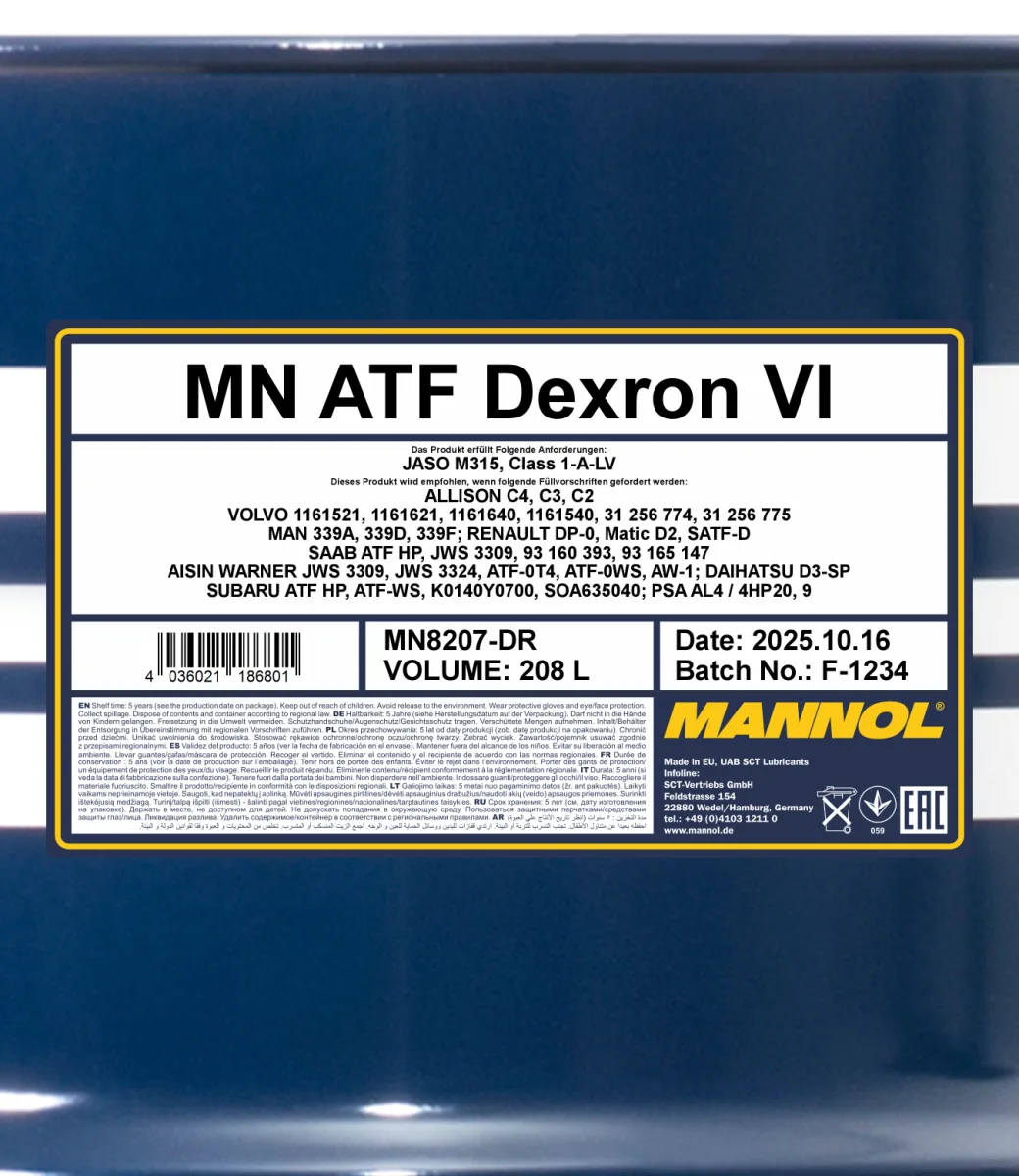 MANNOL Dexron VI 8207 208L product image 2