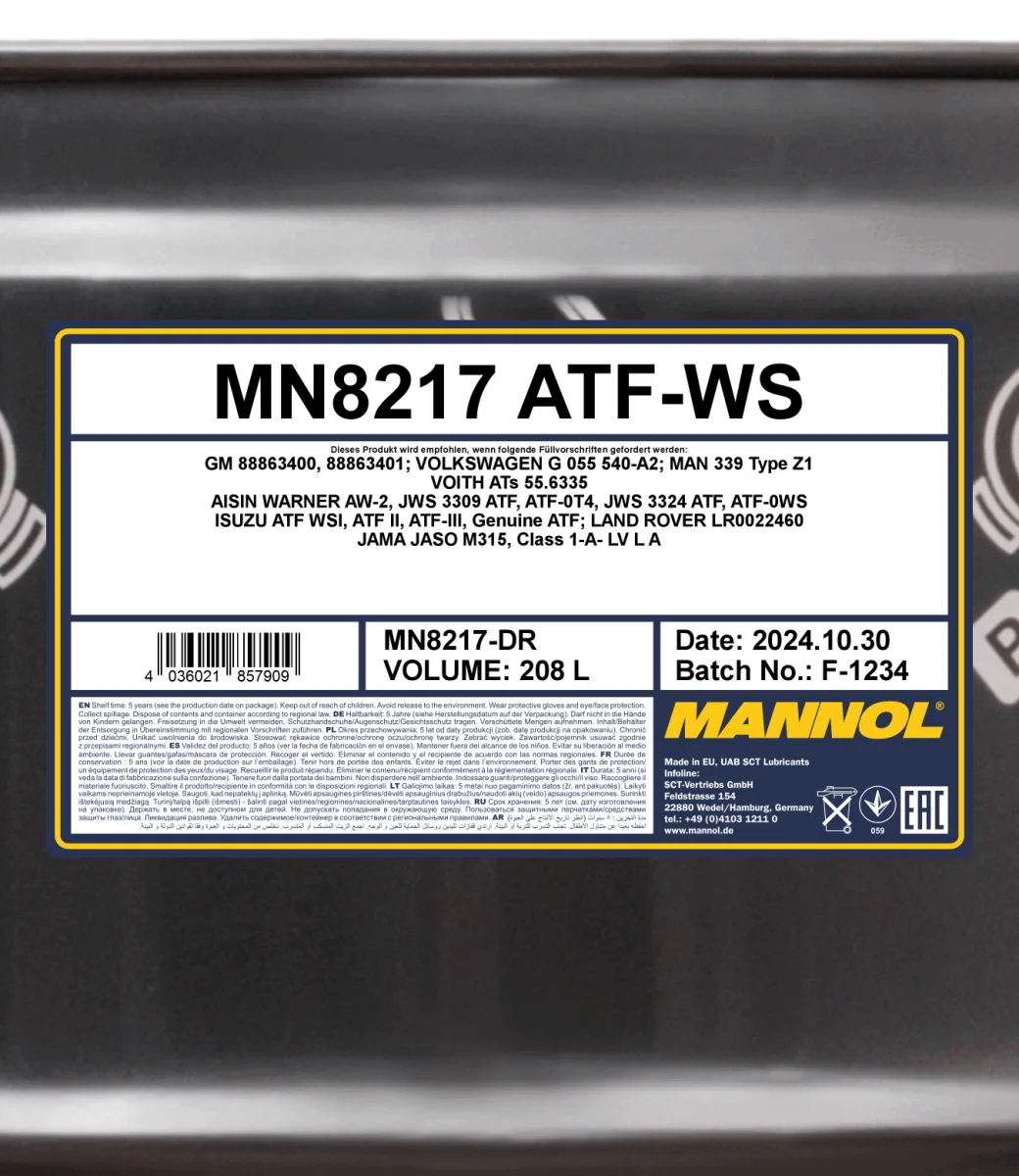 MANNOL ATF-WS 8217 208L product image 2