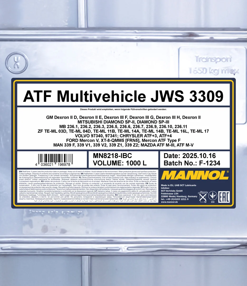 MANNOL ATF Multivehicle JWS 3309 8218 مصنوعات تصویر 2